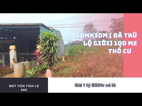 nhà đất Đắk Nông, mặt tiền tỉnh lộ 685 giá đầu tư 185tr/1m ngang, 10x30 có sẳn 100 thổ cư