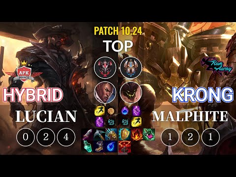 APK HyBrid Lucian vs RNW KronG Malphite Top - KR Patch 10.24