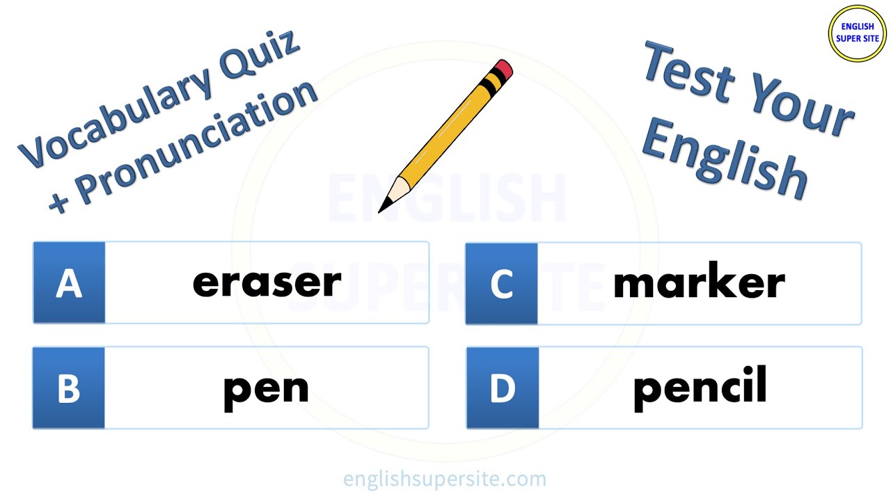 English Vocabulary Quiz | 15 School & Office Supplies #1 (Answers & Audio)