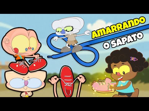 Mongo e Drongo ensinam a Amarrar os Sapatos ou tênis! Desenho animado educativo.