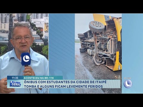Na BR-116: Ônibus com estudantes da cidade de itaipé tomba e alguns ficam levemente feridos.