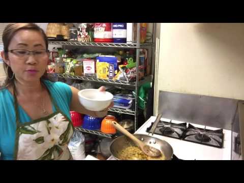 Homemade Laos style stir fry shrimp with herb.