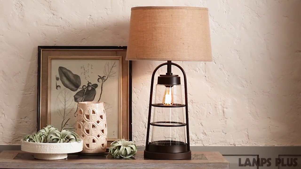 Video 1 Industrial Lantern Table Lamp with Night Light