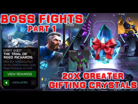 MCOC: CRYSTAL OPENING 20X GREATER GIFTING CRYSTALS | Boss Fights The Trial Of Reed Richards