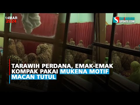 Tarawih Perdana, Emak-Emak Kompak Pakai Mukena Motif Macan Tutul