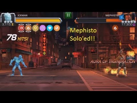 Marvel contest of champions Master mode Mephisto soloed with 3 star iceman!!