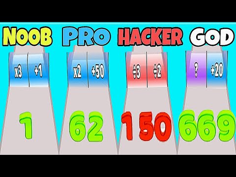 NOOB vs PRO vs HACKER vs GOD in Digit Run 3D (NEW UPDATE) - All Levels Gameplay, MAX LEVEL