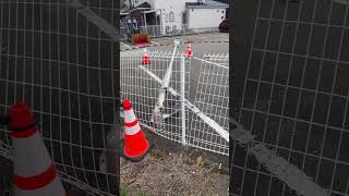 除雪車によって雪ごと破壊された電柱（笑）