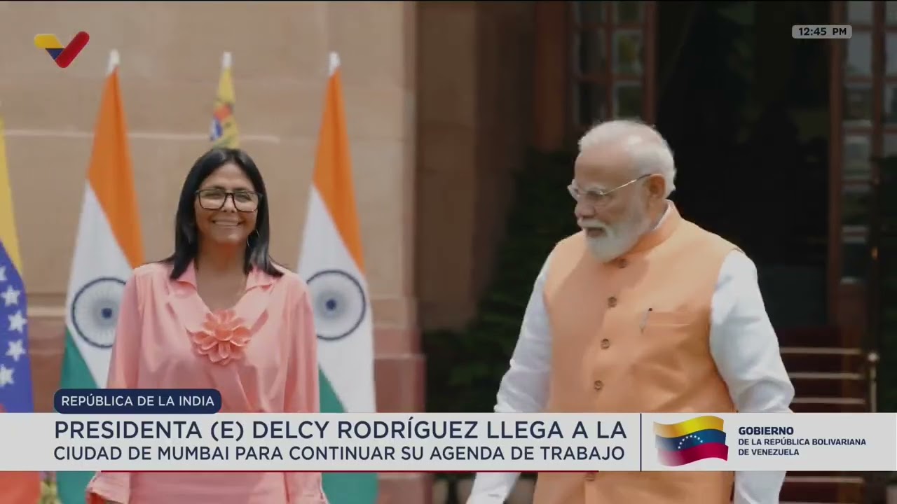 Delcy Rodríguez llega a Mumbai, India, 5 de junio de 2026