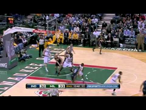 Luc Mbah a Moute get the huge block on the Tyler Hansbrough's shot attempt