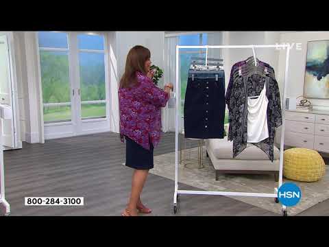 Colleen Lopez ButtonFront Stretch Denim Skirt