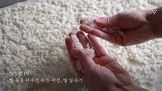 [sub]쌀강정1탄: 🌼밥알꽃을 피우기 위한 여정, 쌀 말리기, 로저 삼촌 빡치게 했던 밥해서 물에 씻기 포함(ㅋ), 달방앗간