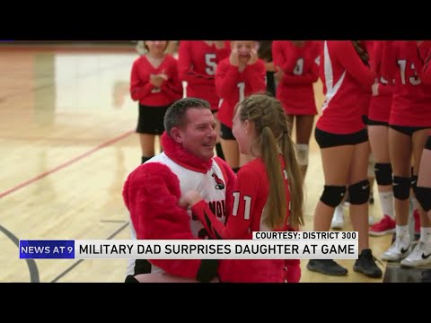 Military dad surprises daughter at game