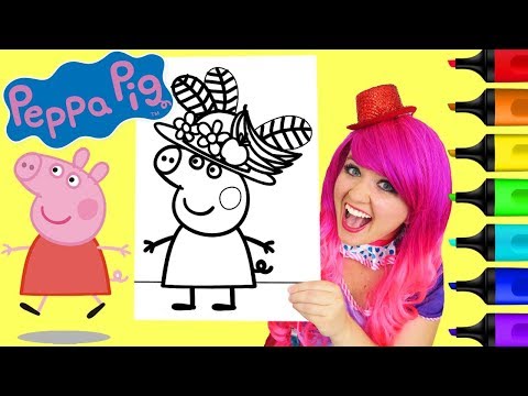 Coloring Peppa Pig Fruit Hat Coloring Book Page Prismacolor Colored Paint Markers | KiMMi THE CLOWN