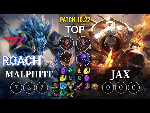 T1 Roach Malphite vs Jax Top - KR Patch 10.22
