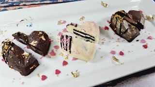 Homemade heart shaped chocolate | Filled chocolates recipe for Valentine's day  #shorts