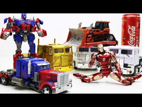 Transformers Stop motion! Optimus Prime w/ Bulldozers Rampage Robot Car & Lego Robbery!
