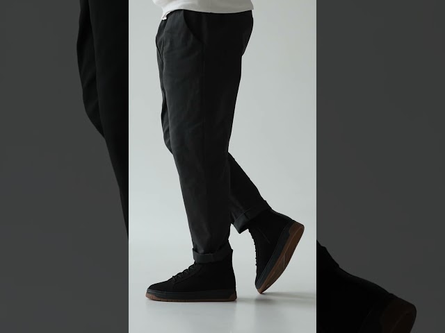 Чоботи жіночі шкіряні байка хутро 592641 Чорний Черевики чоловічі шкіряні хутро 593006 Чорні