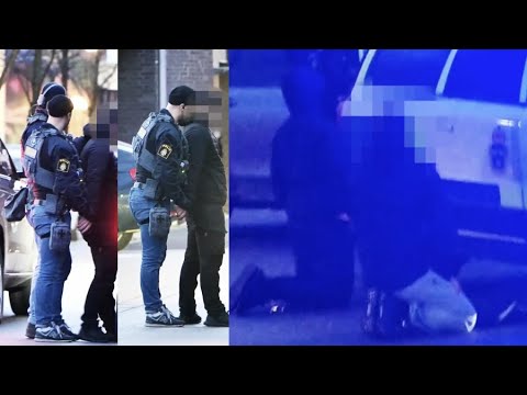 Här griper polisen personerna efter skottlossningen i Bunkeflo