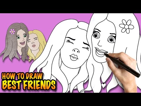 Huzzaz - How to draw 2 Best Friends BFF's - Easy step-by-step drawing