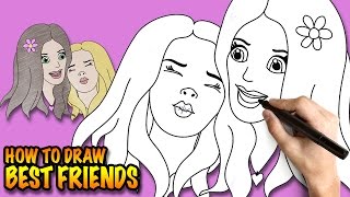 How to draw 2 Best Friends BFF's - Easy step-by-step drawing lessons for kids