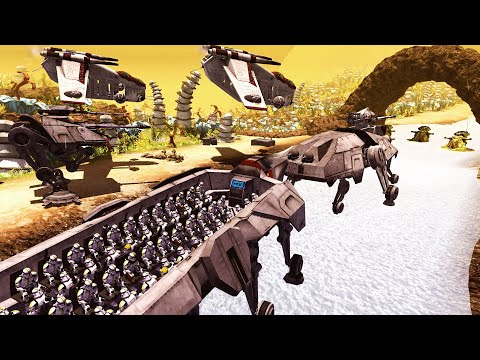 Clone Troop Transport Invasion of JUNGLE RIVER! - Men of War: Star Wars Mod Battle Simulator