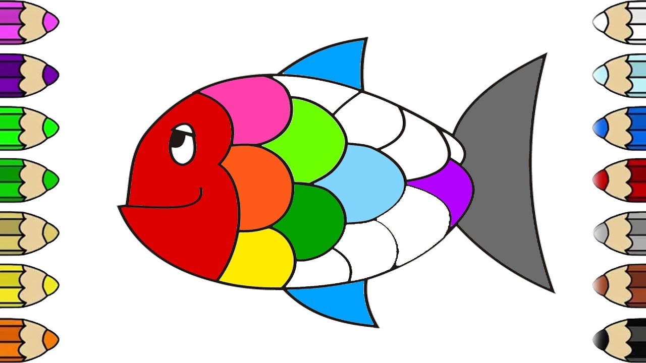 Fish Coloring Pages | How to Drawing Fish Coloring Pages for Kids | Learning Colors Videos for kids