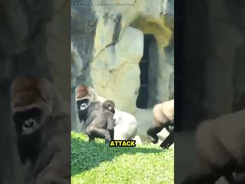 This Silver Back Deals With an Aggressive Gorilla! #shorts #animals