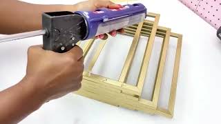 PICK GOLD DOLLAR TREE FRAMES AND GLUE TOGETHER FOR THIS IDEA! BLING WRAP Decor Tricks!