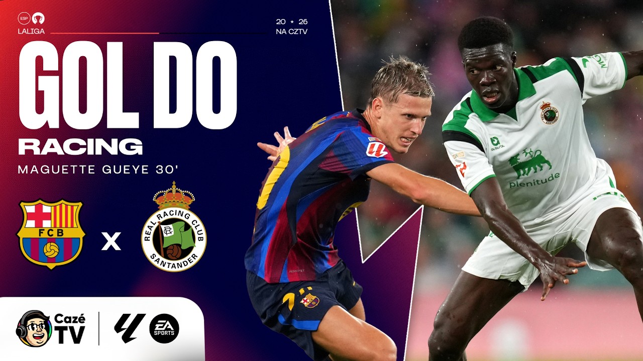 GOL DO RACING! GUEYE DIMINUI A VANTAGEM COM UM BELO GOL CONTRA O BARCELONA EM LALIGA