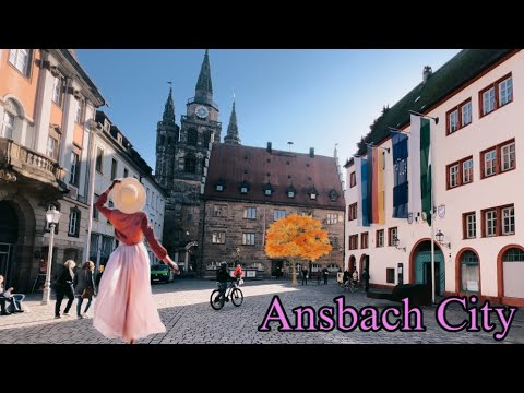 40. Excursão a pé pela cidade de Ansbach - Alemanha 4K / Cidade de Ansbach - excursão a pé pela Alemanha 4K