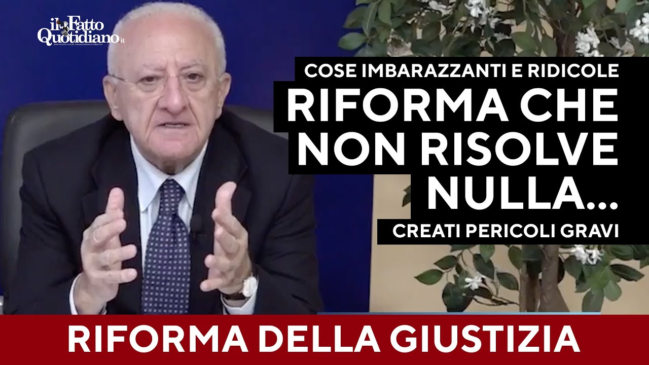 De Luca: "Riforma che non risolve nulla. Rimangono problemi di responsabilità e informazione"