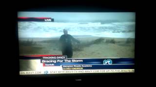 Hurricane Sandy Gangnam Style News Reporter Photo Bomb - Norfolk VA WAVY