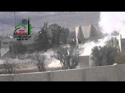 استهداف مواقع للنظام بمدفع نور 7 من قبل لواء ابو دجانة في مدينة دمشق في محافظة دمشق