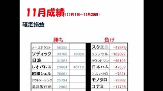 ２０１８年１１月の成績報告　　株トレード（トレダビ）実況プレイ