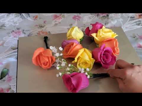 Wedding flower pin / Bridal Gajra & Boutonniere Set / How to Make Fresh Rose Boutonniere for Groom