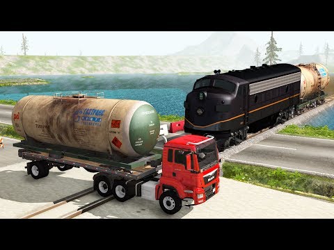Railway Сrossing Train Сrashes #2 -Beamng drive
