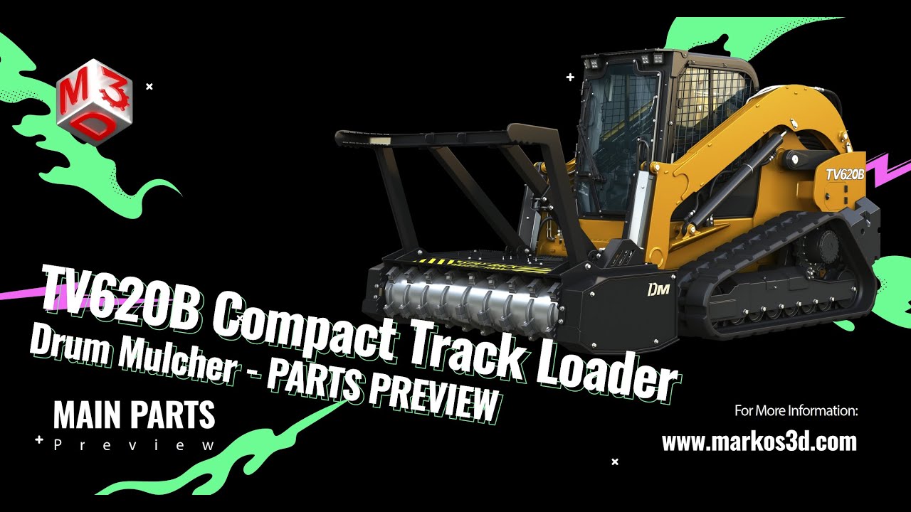 TV620B Compact Track Loader - Drum Mulcher 3D Model