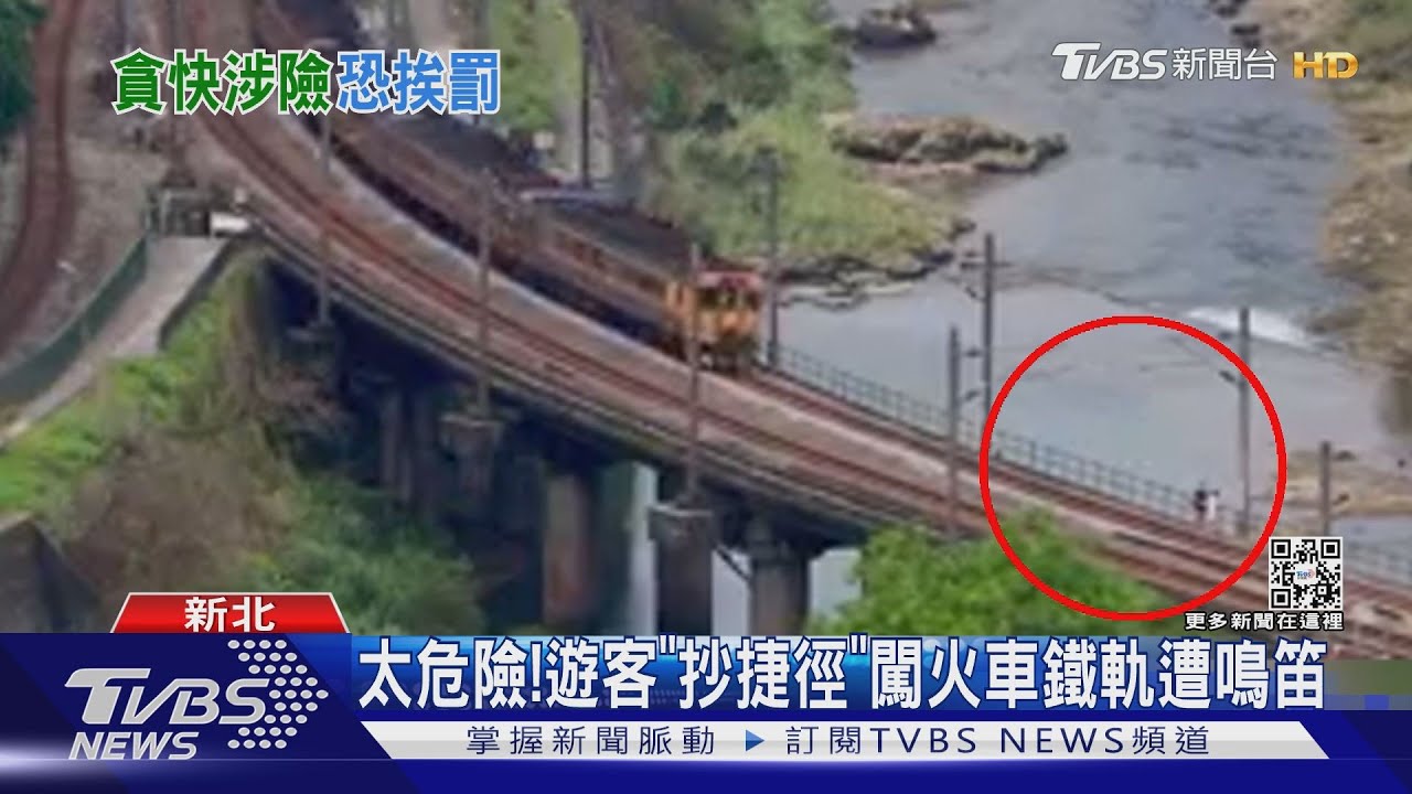太危險! 遊客「抄捷徑」闖火車鐵軌遭鳴笛