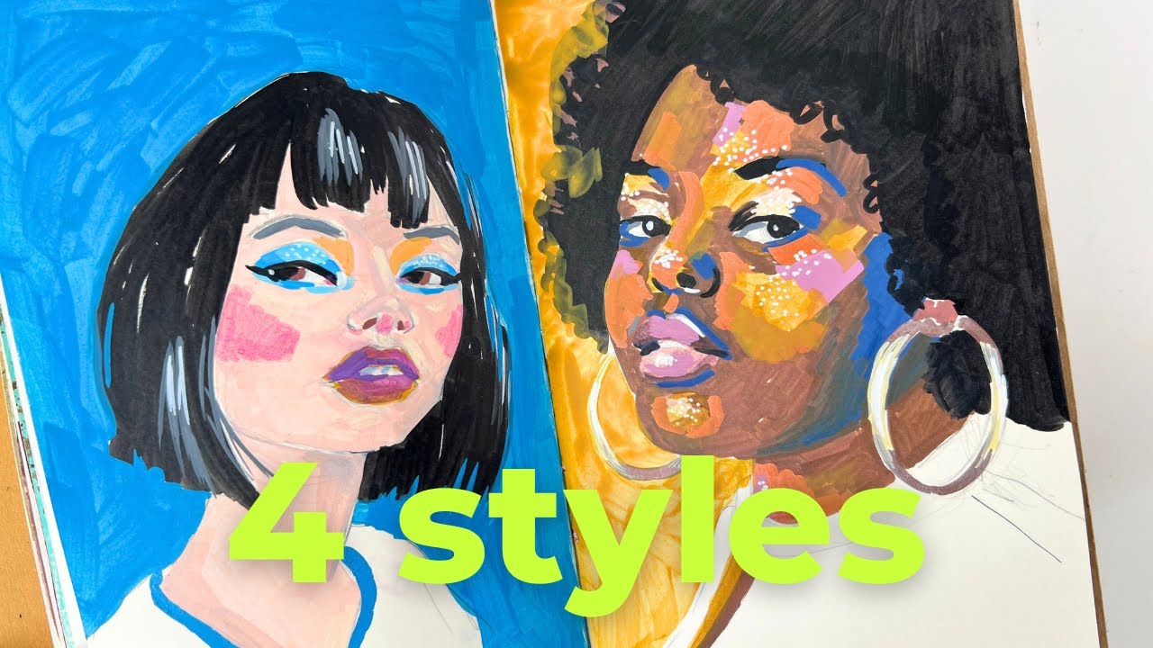 4 Fun Art Styles for Mixed Media Portraits