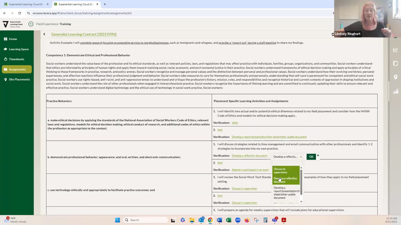 How to complete a learning contract on Tevera (ELC)