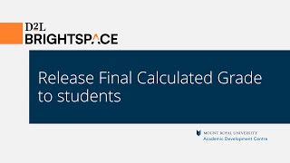 Release Final Calculated Grade to students