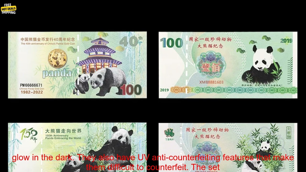 1005005241948291 6pcs China's National Treasure Giant Panda Banknotes Set with Fluoresc