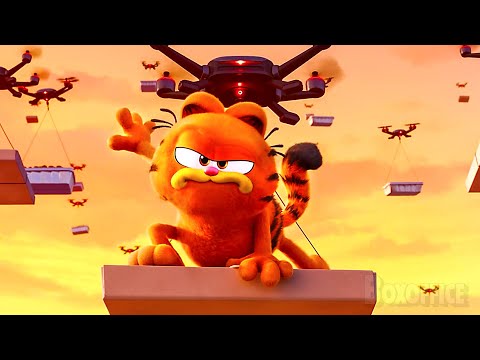 Garfield saves his Father with Pizzas and Drones | The Garfield Movie | CLIP