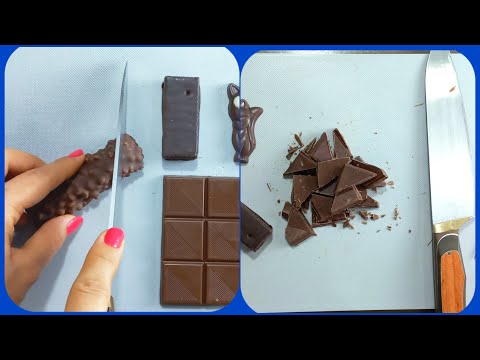 cutting asmr : sharp knife cutting chocolate :satisfying asmr