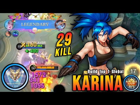 29 Kills!! Karina KOF Skin MVP 16.2 Points!! - Build Top 1 Global Karina ~ MLBB