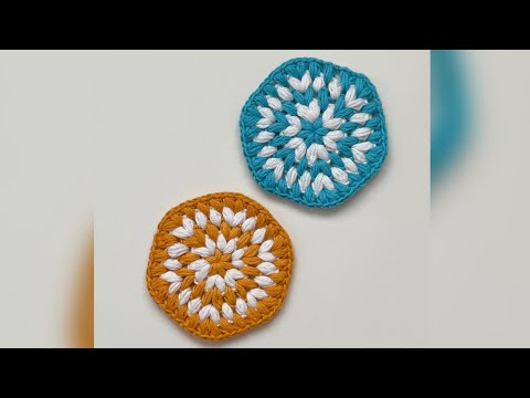 Crochet - Hexagon Puff Stitch Coaster - Very Easy And Quick Pattern