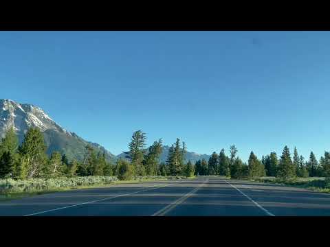 Driving toward Mt Moran- at seven am