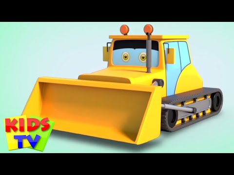 Puskutraktori hauskaa animoitu rakennusajoneuvojen video lapsille