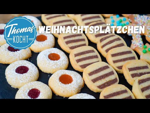 3-in-1-Weihnachtsplätzchen  -  Engelsaugen, Schwarz-Weiß-Gebäck und Mürbeteigplätzchen